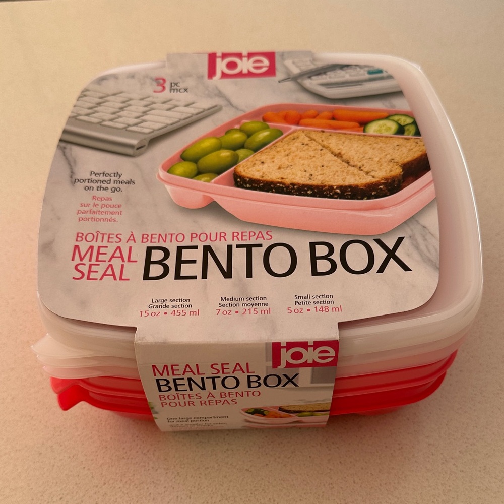 Joie Pink and White Meal Seal Bento Box, pack of 3